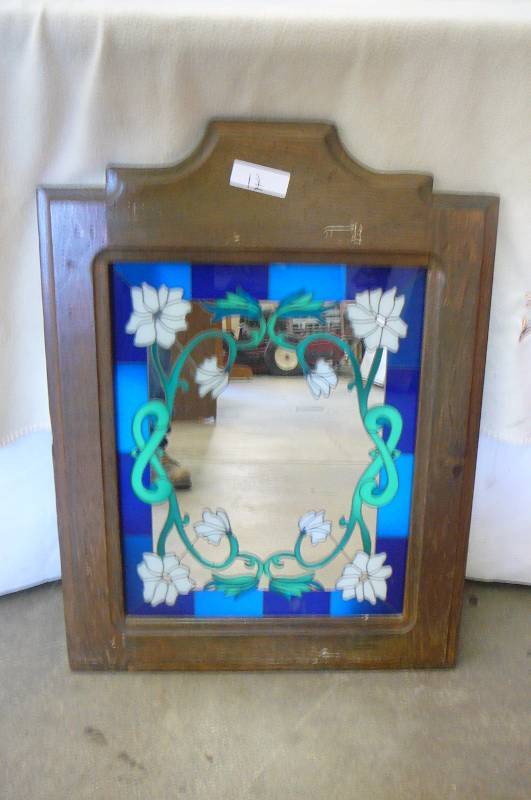 lot 12 image: Wooden frame Mirror 22 Wide X 29 High