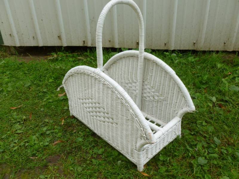Painted Wicker Magazine Rack