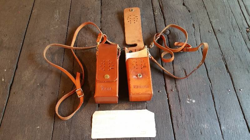 lot 42 image: Two Burlington Northern Employee CB  Radio Leather Holsters