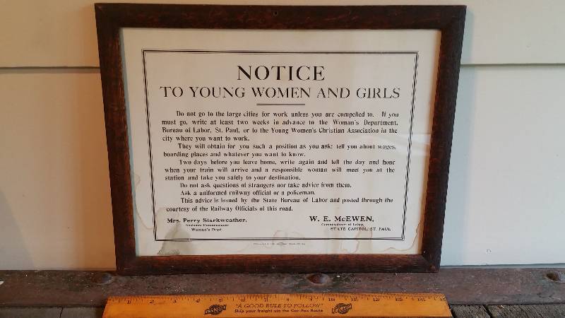 lot 54 image: Antique Department of Labor Railway Framed Sign
