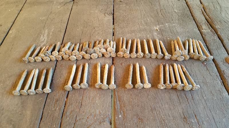 lot 69 image: Lot of (67) Railroad Tie Date Nails 1920 - 1969