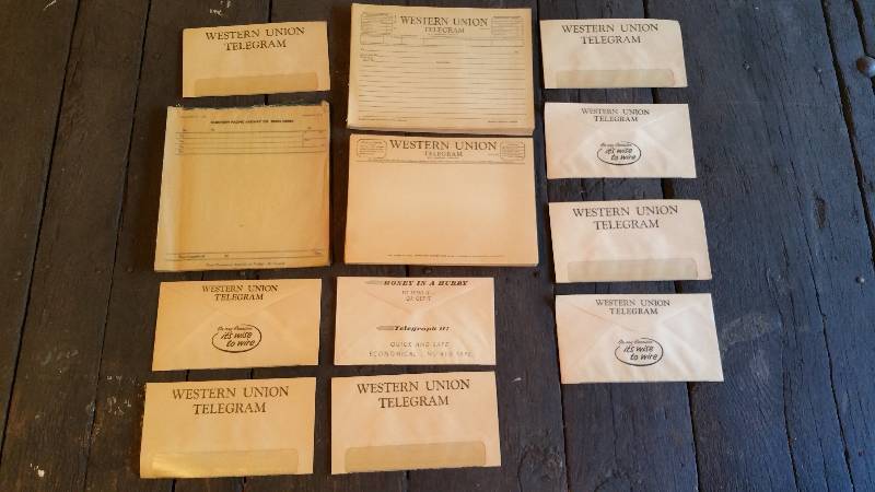 lot 74 image: Unused Vintage Western Union Telegrams & Envelopes  Train Orders