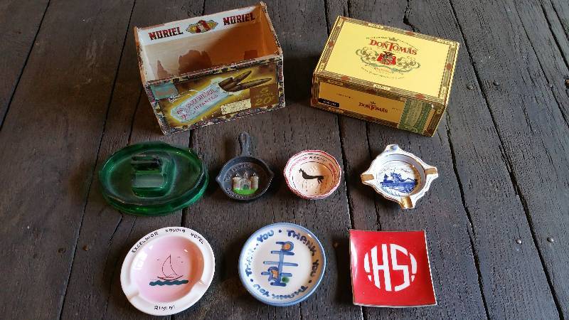 lot 131 image: Group of Cigar Boxes and Ash Trays