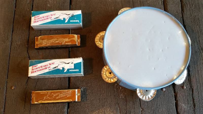 lot 158 image: Lot of (2) Hohner Harmonicas  Vintage Tamborine
