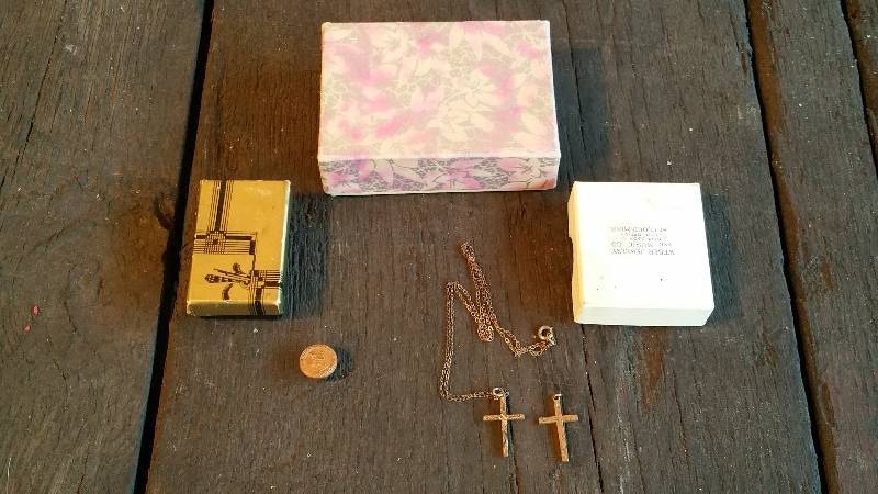 lot 170 image: (2) Gold Crosses and a Pin