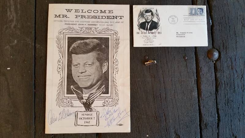 lot 192 image: John F Kennedy Memorabilia  Hubert Humpfrey& Alec Olson Autograph  Signature
