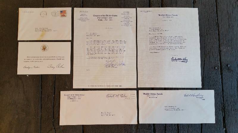 lot 194 image: Signed Hubert H Humphrey & Richard Nolan Birthday Wishes Letter  White House Carters