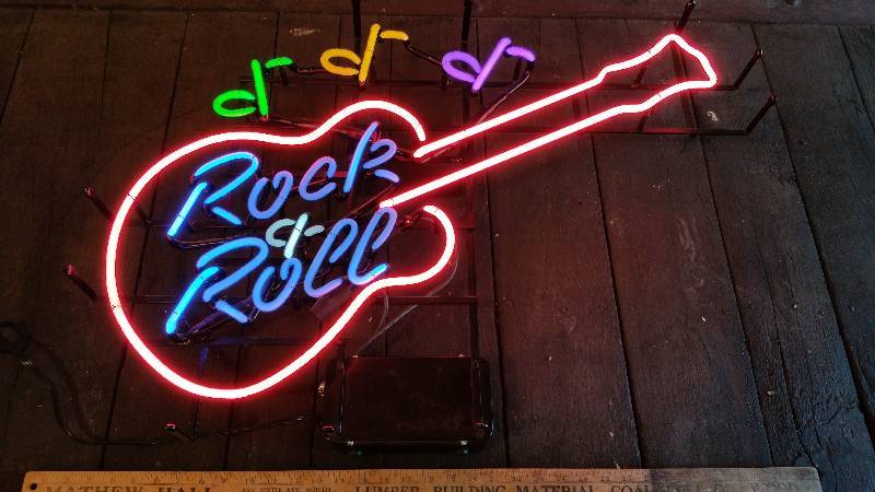 lot 197 image: 36 Wide Rock & Roll Neon Lighted Sign