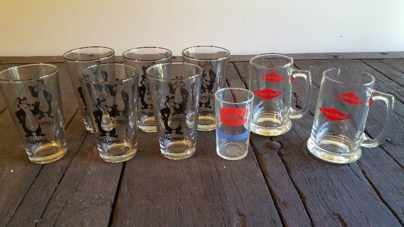 lot 204 image: (9) Breweriana Glasses - Hamms, Grain Belt, Schmidt