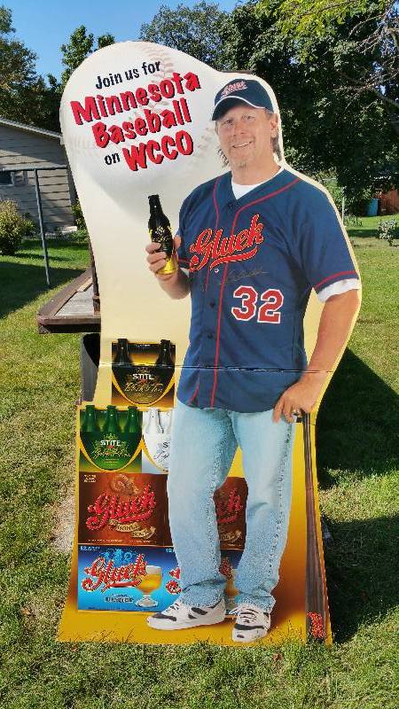 lot 206 image: Full-sized Twins Dan Gladden Gluek WCCO Cardboard Stand-up Advertising