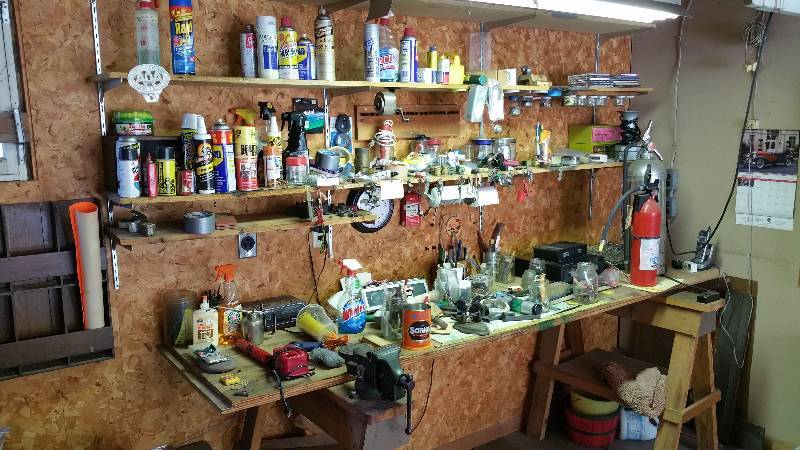lot 338 image: Massive Group of Tools, Vice, Extinguisher, Radios, Etc  Bench