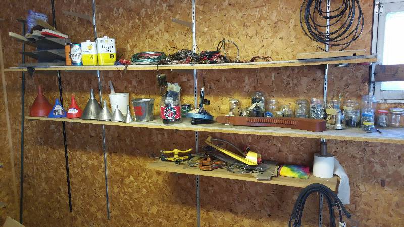 lot 340 image: Leather Ammo Belt, Funnels, NailsScrews, Etc -- EVERYTHING