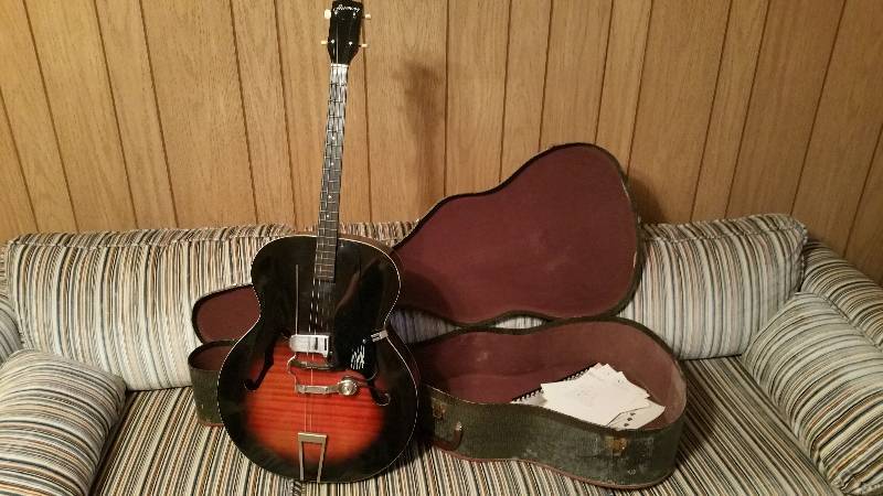 lot 310 image: Vintage Harmony Tenor Guitar w Electric Pick-up and Case