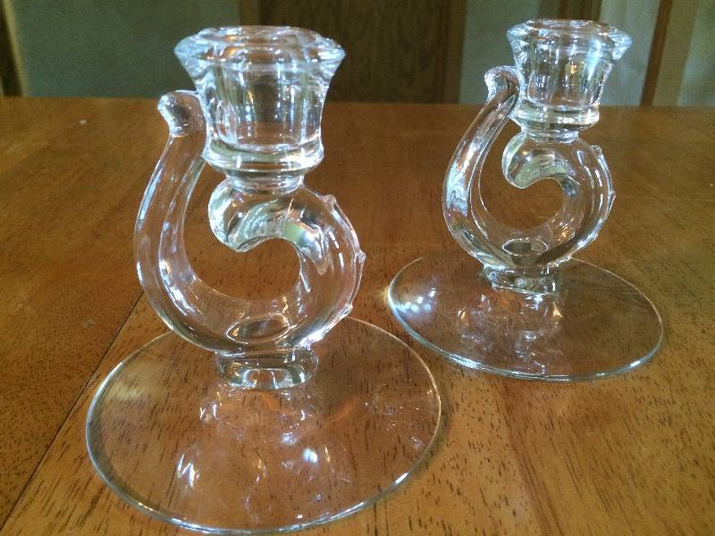 lot 227 image: Pair of Fostoria Century Pattern, Single Candle Sticks