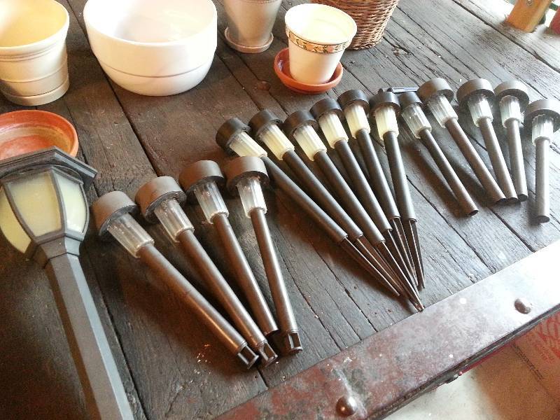 lot 403 image: Group of Planters and Outdoor Path Lights