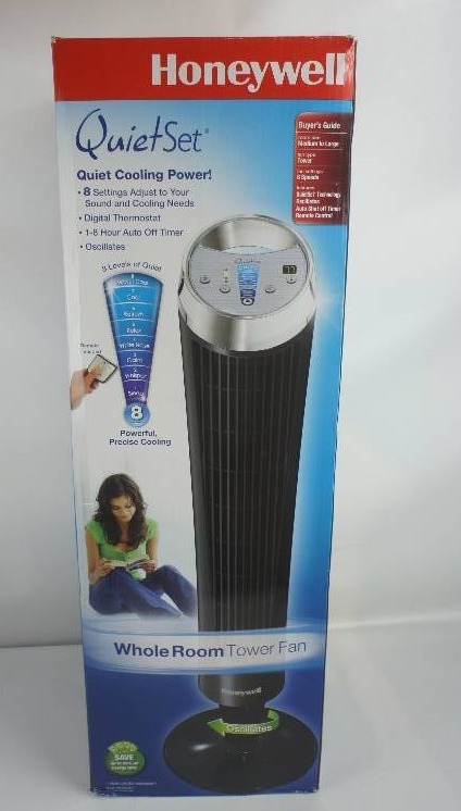 lot 38 image: QuietSet 8-Speed Whole Room Tower Fan, Black