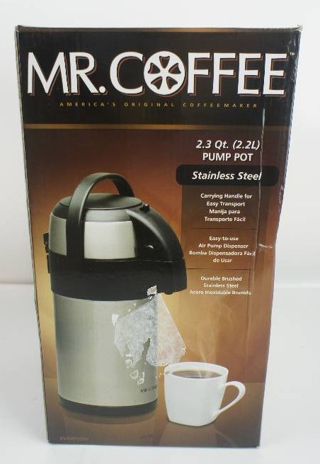 lot 45 image: Mr. Coffee 2.3 Qt. Stainless Steel Pump Pot