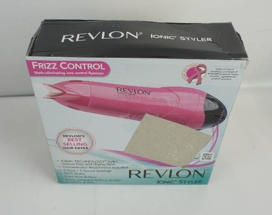 lot 31 image: Revlon Frizz Control Hair Dryer, Pearlized Pink with Black Spray