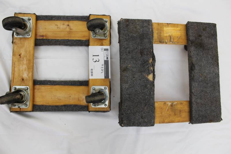 lot 13 image: Lot of (2) Wooden Dollys 16 x 16.5.