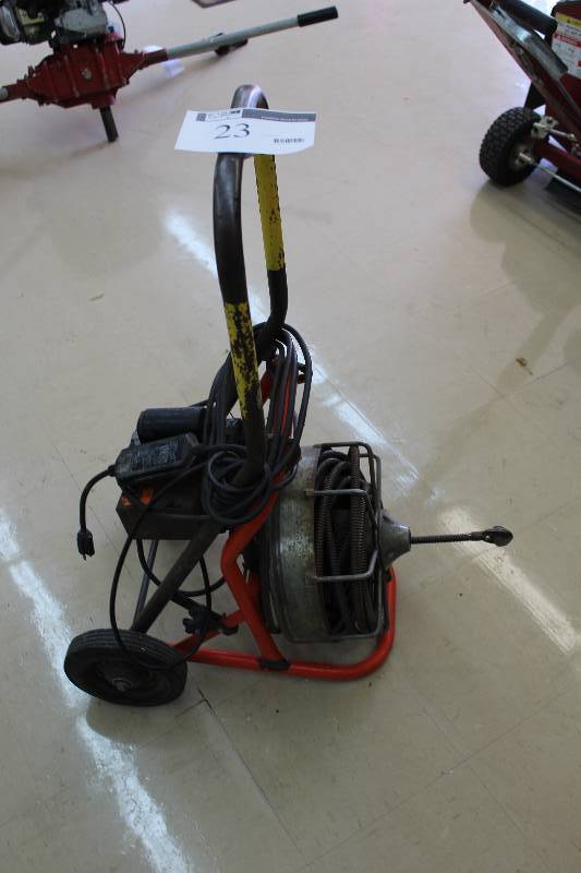 lot 23 image: Mini-Rooter Power Drain Cleaner wCart Attachment 120V60Hz.66Hp6.2A.