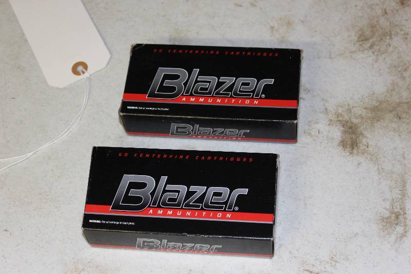 lot 24 image: Box Lot of (2) CCI Blazer 45ACP 230FMJ Ammo app. 100 rounds.