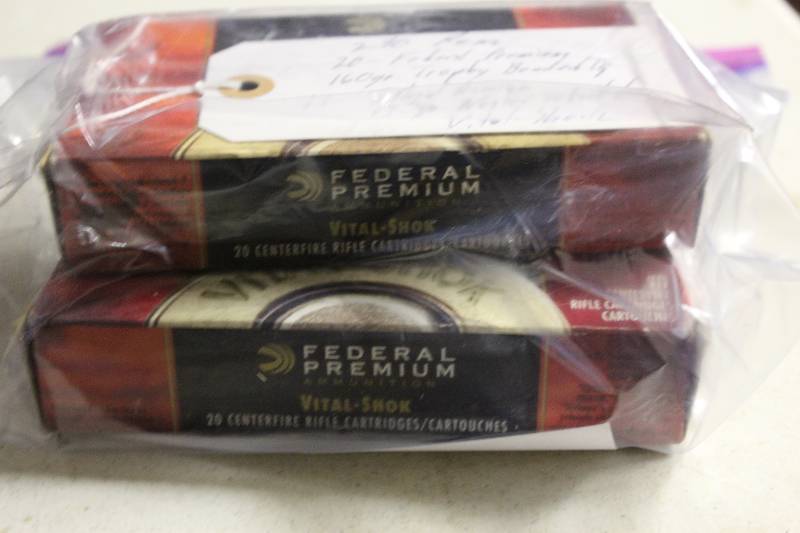 lot 87 image: Bag Lot of 280 Remington Ammo Including Federal Premium 160gr. Trophy Blended Tip, app. 20 ct Federal Premium 140gr. Nosler Solid Base Vital Shock Ammo, app. 14 ct.