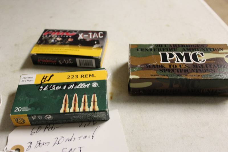 lot 137 image: Box Lot of (3) 5.56 Rounds 55 Gr FMJ app. 60 total rounds.
