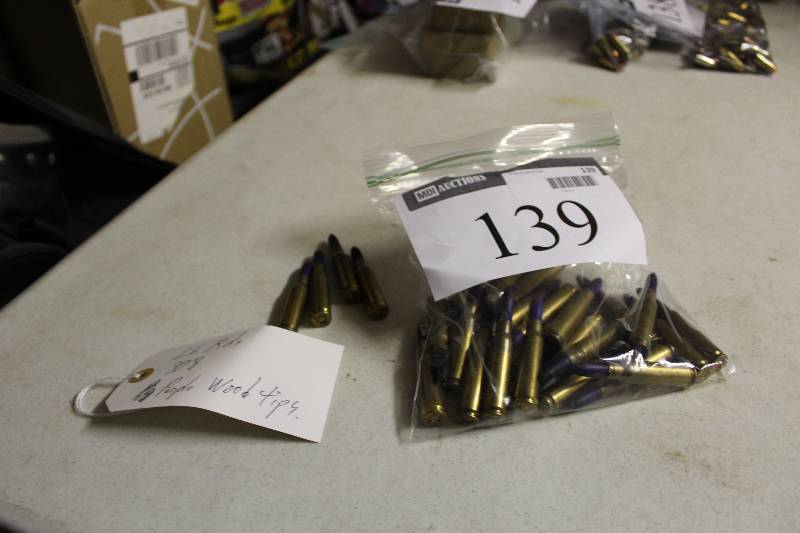 lot 139 image: Bag Lot of 308 Rounds w Purple Wood Tips.