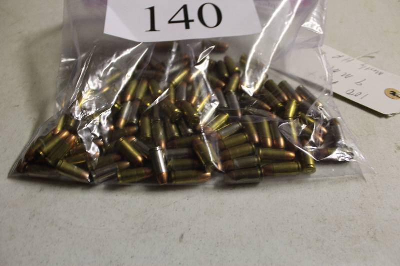 lot 140 image: Bag of (100 ct.) Miscellaneous 9mm Rounds Mostly HP.