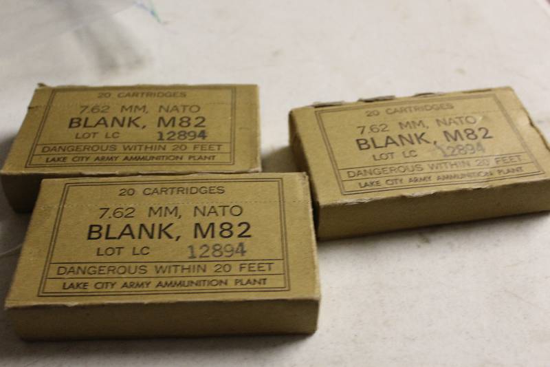 lot 131 image: Box Lot of (3) 308 Blanks From Lake City Ammunition app. 60 ct total rounds.
