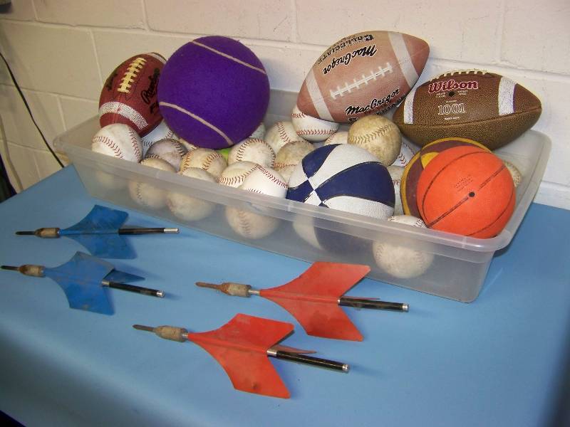 lot 17 image: Sports Balls and (4) Lawn Jart Darts