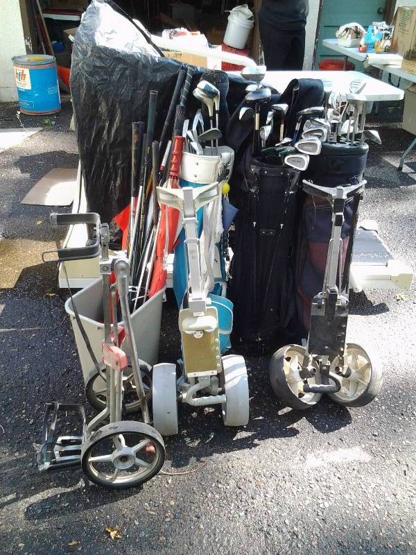 lot 82 image: Large Lot Of Golf Clubs, Carts, Related