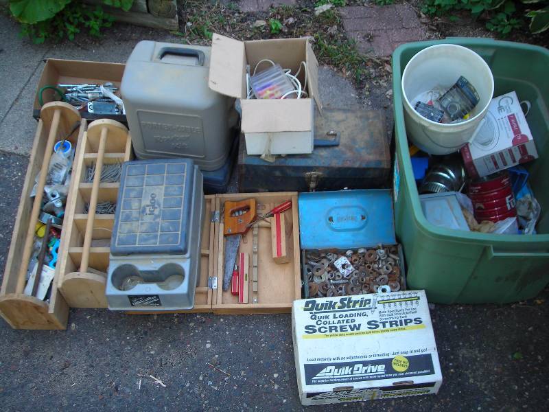 lot 155 image: Totes, Wood Boxes, Hardware, Tool Boxes, More