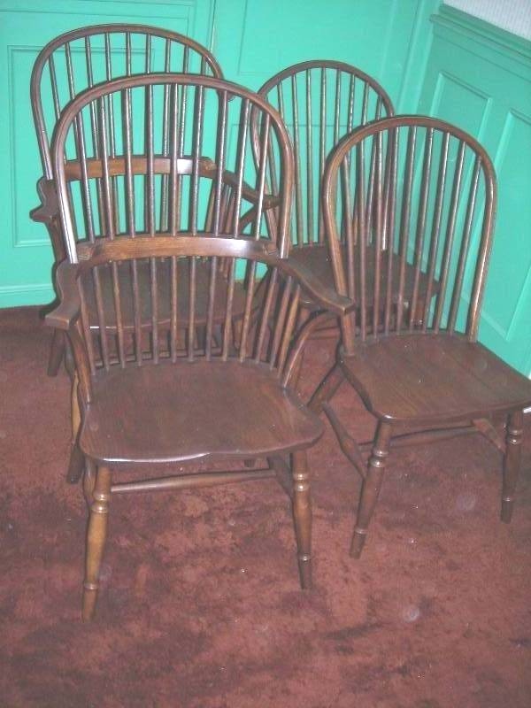 lot 180 image: 4-Windsor Style Chairs (2-Arm, 2-No Arm)