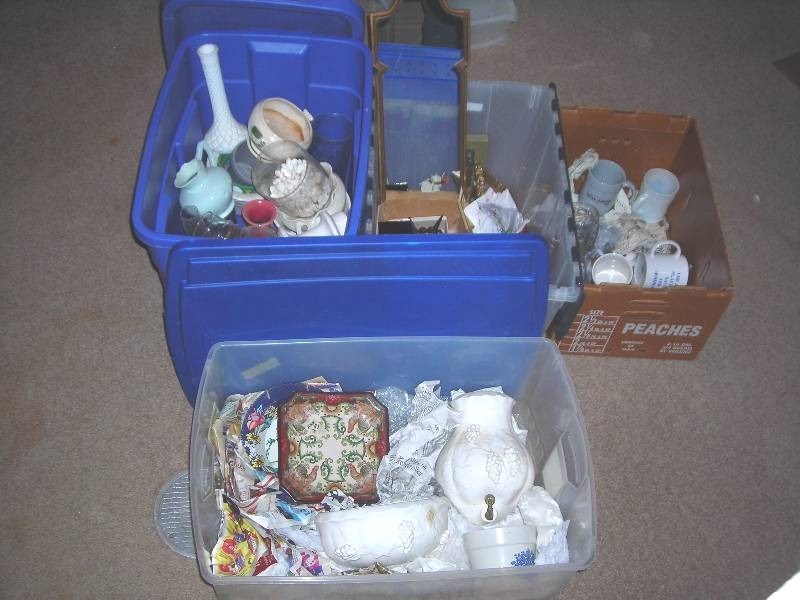 lot 218 image: 4-Boxes Vintage Decor & Misc