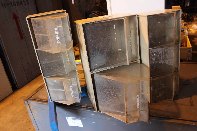 Lot of (3) Including Storage Unit wMultiple Plastic Compartments Dimensions Include 24 x 13 x 10 24 x 8 x 10 24 x 14 x 13.
