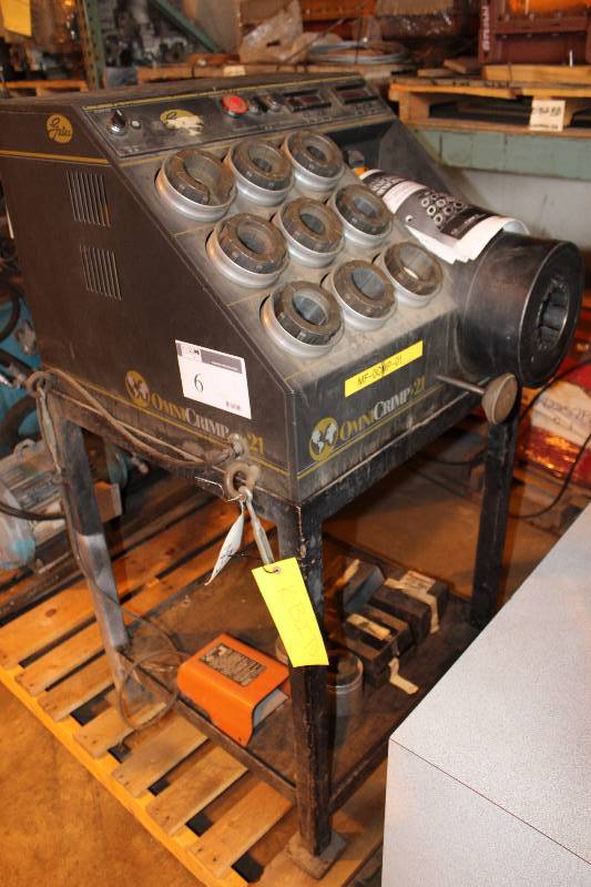Gates Omnicrimp 21 Crimping Machine wMetal Stand & Cover Crimps 316 through 2 Hydraulic Hose & Couplings Commercial Quality.