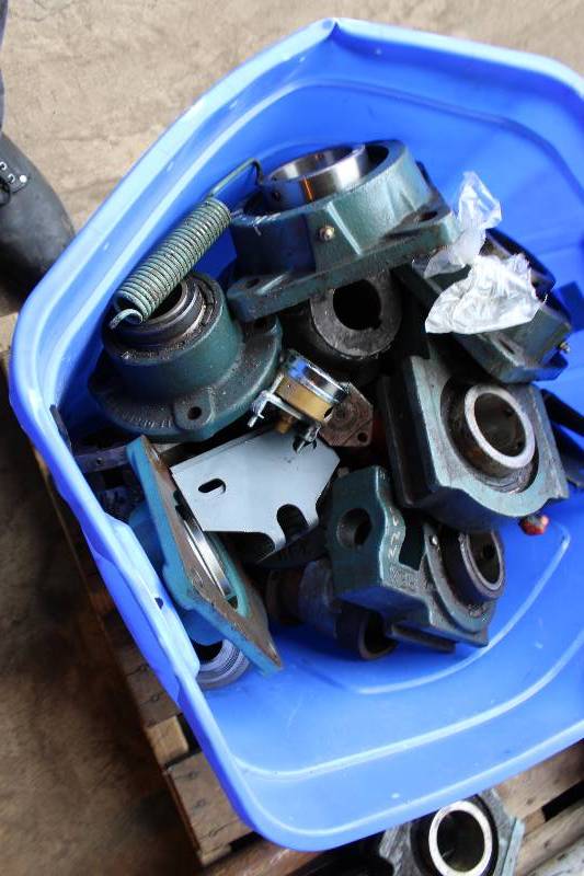 Bucket Lot of Assorted Hanger Bearings on Steel Flanges