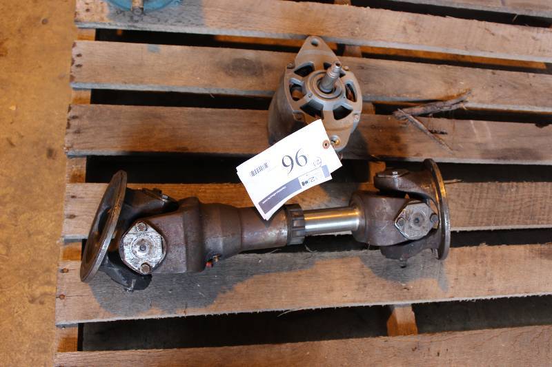 Lot of (2) items, One Short specialty Drive Shaft with heavy duty U-Joints and an electric Motor.