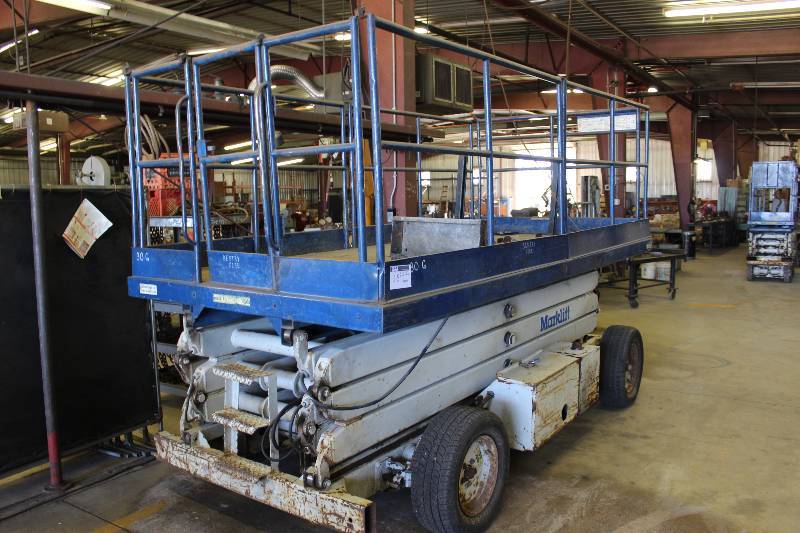 lot 16 image: Mark Lift Scissors Lift wGated Platform Model MX20 Starter has been Replaced as of 10215 and Lift is Tested and Operational.