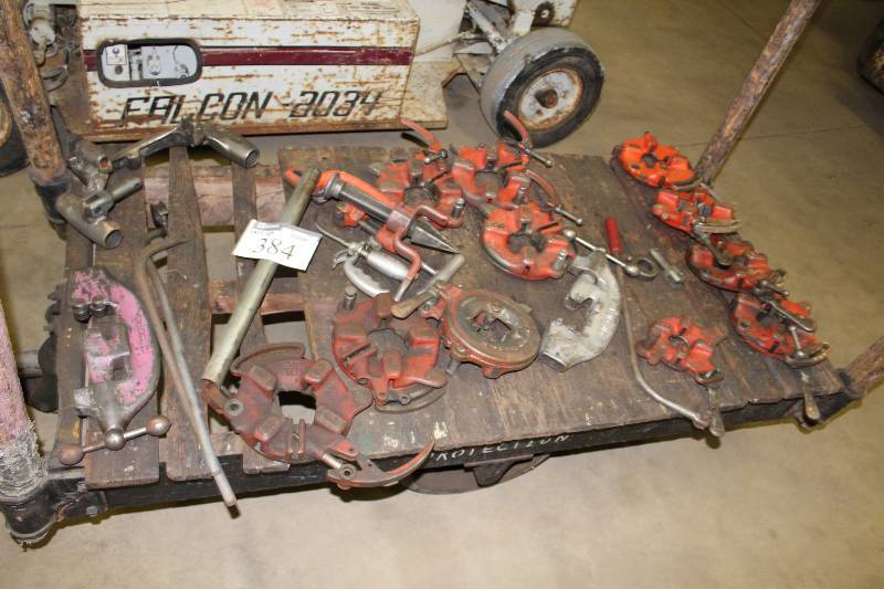lot 384 image: Cart Lot Including Ridgid Model 815 Self Opening Die Head Right Hand Thread app. 9 ct Ridgid Hardware & Tools And More.