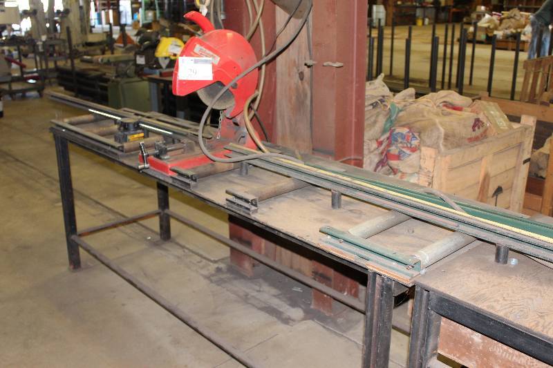lot 29 image: Lot of (2) Milwaukee 14 Abrasive Cut-Off Machine, 3500RPM Metal Table wLower Shelf & Storage Compartments 23 x 56 x 33.