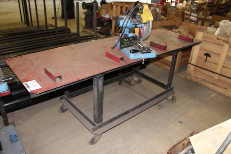 lot 106 image: Work Table wLower Shelf & Wheels 30 x 92 x 31.5.