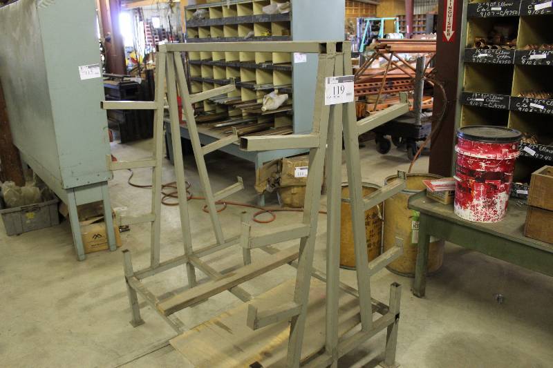 lot 119 image: Custom Rack wMultiple Arms & Shelf Base 33 x 48 x 60.