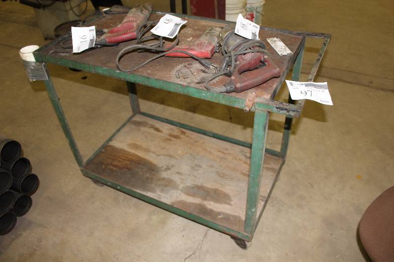 lot 97 image: Metal Cart wLower Shelf & Wheels 22 x 43 x 44.