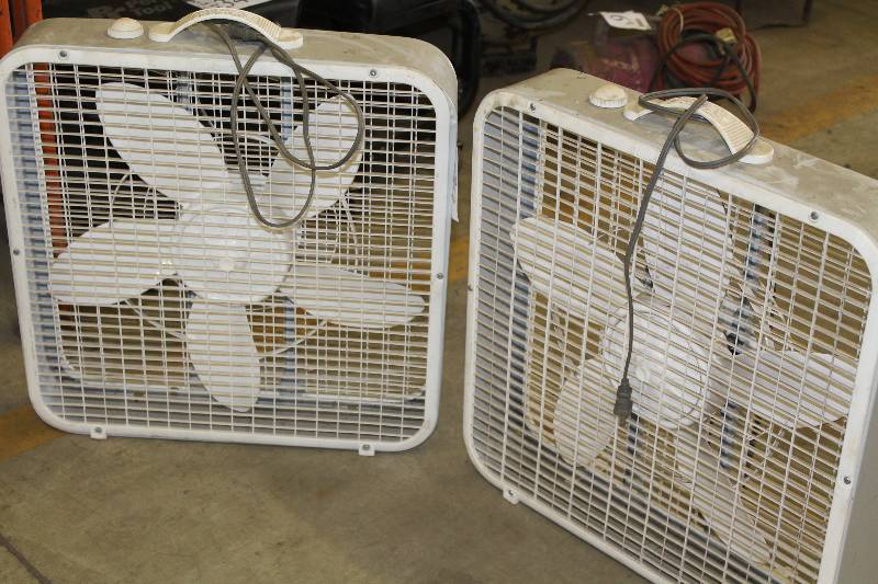 lot 362 image: Lot of (2) Box Fans wCords.