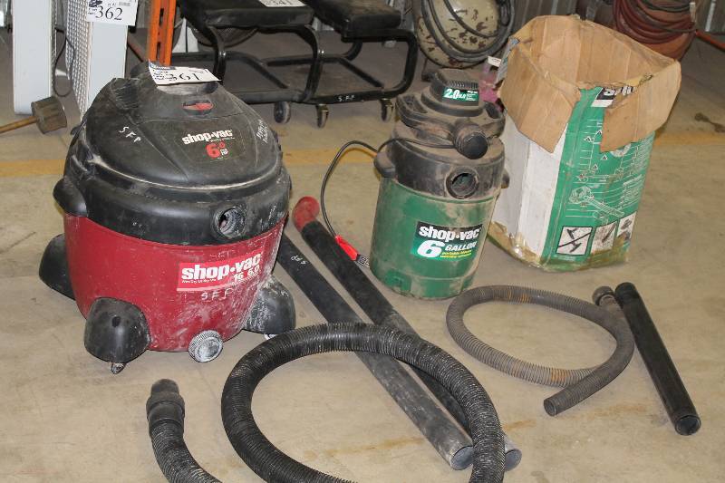lot 361 image: Lot of (2) Including Genie Jet Vac wVacuum Hose Shop Vac 6 HP WetDry Utility Vac wAttachments.