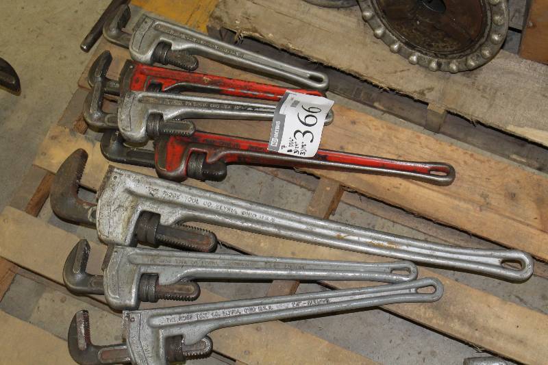 lot 366 image: Lot of (7) Ridgid Pipe Wrenches 36, 24 (3), 18 (3).