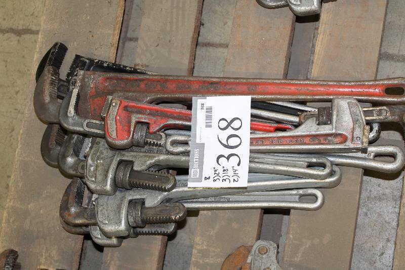 lot 368 image: Lot of (8) Ridgid Pipe Wrenches 24 (3), 18 (3), 14 (2).