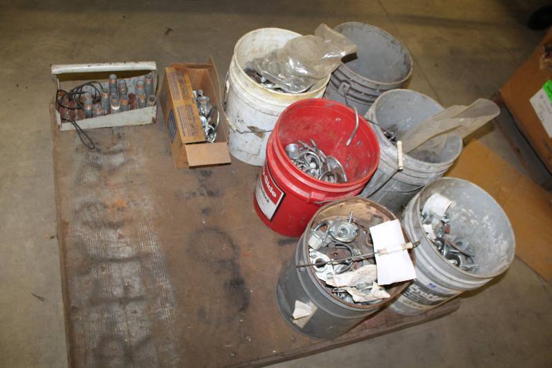 lot 203 image: Pallet Lot of Miscellaneous Hardware Including Pipe Hangers And More.